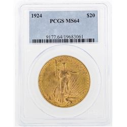 1924 $20 St. Gaudens Double Eagle Gold Coin PCGS MS64