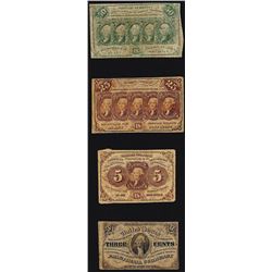 Lot of (4) U.S. Fractional Currency Note