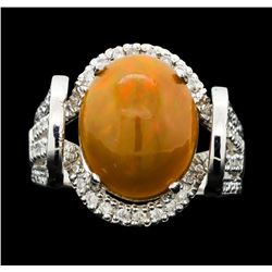 14KT White Gold 4.19ct Opal and Diamond Ring