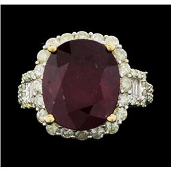 14KT Yellow Gold 10.24ct Ruby and Diamond Ring