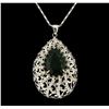 Image 2 : 14KT White Gold 9.07ct Emerald and Diamond Pendant with Chain
