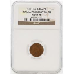 1831-35 India Pie Bangal Presidency KM-58 NGC MS64RB