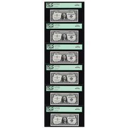 (6) Sequential 1957 $1 Silver Certificate Notes PCGS Gem New 66PPQ