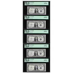 (5) Sequential 1935H $1 Silver Certificate Notes PCGS Choice New 63PPQ