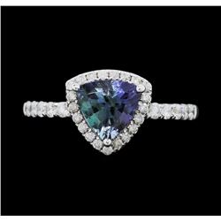 14KT White Gold 1.67ct GIA Cert Tanzanite and Diamond Ring