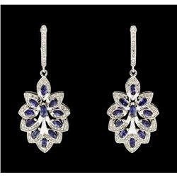 SILVER 2.36ctw Tanzanite and Diamond Earrings