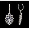 Image 2 : SILVER 2.36ctw Tanzanite and Diamond Earrings