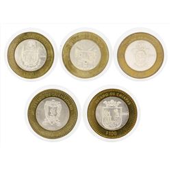 Lot of (5) 2004-2005 Mexico 100 Pesos Bi-Metallic Coins
