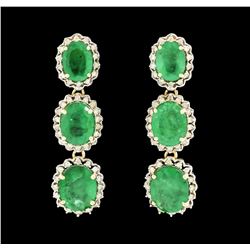 14KT Yellow Gold 9.51ctw Emerald and Diamond Earrings
