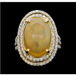 14KT White Gold 1.33ct Opal and Diamond Ring