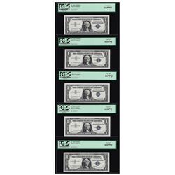 (5) Sequential 1957B $1 Silver Certificate Notes PCGS Gem New 66PPQ