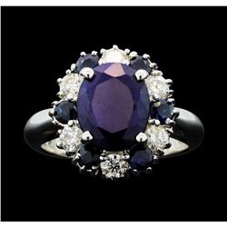 14KT White Gold 4.23ct Sappire and Diamond Ring