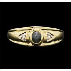 14KT Yellow Gold Men's 0.50ct Chrysoberyl and White Spinel Ring