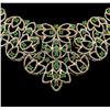 Image 2 : SILVER 7.20ctw Emerald and Diamond Necklace