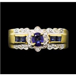 18KT Yellow Gold 0.50ctw Sapphire and Diamond Ring