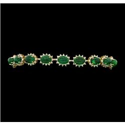 14KT Yellow Gold 18.69ctw Emerald and Diamond Bracelet