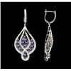 Image 2 : SILVER 4.58ctw Tanzanite and Diamond Earrings