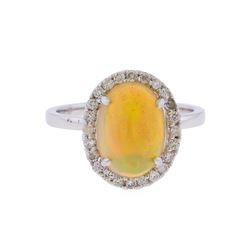 14KT White Gold 2.44ct Opal and Diamond Ring