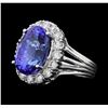 Image 2 : 14KT White Gold 7.97ct GIA Cert Tanzanite and Diamond Ring