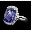Image 2 : Platinum 8.95ct GIA Cert Tanzanite and Diamond Ring