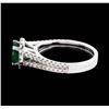 Image 3 : 14KT White Gold 1.23ct Emerald and Diamond Ring
