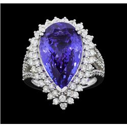 Platinum 11.44ct GIA Cert Tanzanite and Diamond Ring