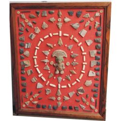 frame of Indian points, tools, pottery pieces etc.