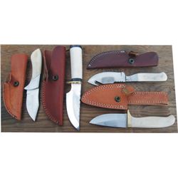 4 hand made modern knives with scabbards