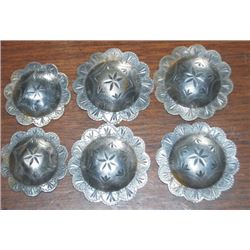 6 silver conchos, 1 3/4  and 1 1/2 , no loop on backs