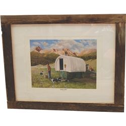 barn wood framed Dyck Godby print, Sheep Camp