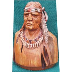 great wooden carved Indian bust
