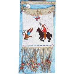early Plains Indian beaded bag, 18" x 10", buckskin back
