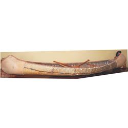 birch bark canoe, 4' long with old repair on each end