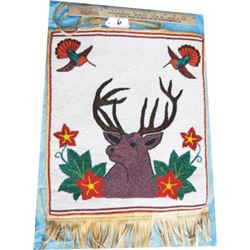 pictorial beaded bag with deer & hummingbirds