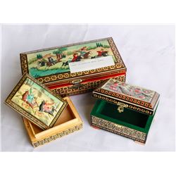 THREE DECORATIVE WOOD BOXES