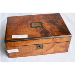 ANTIQUE WRITING BOX WITH SEWING CONTENTS