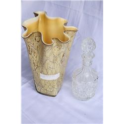 ART GLASS VASE AND CRSYAL DECANTER