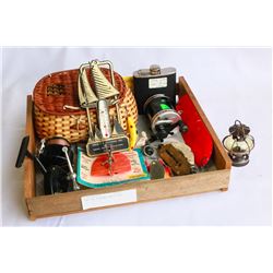 TRAY OF FISHING REELS ETC