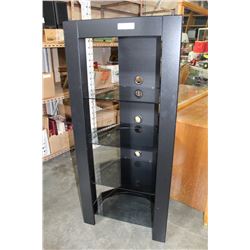 MODERN BLACK GLASS SHELF COMPONENT STAND
