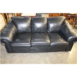 BLACK LEATHER PILLOW BACK SOFA AND LOVESEAT