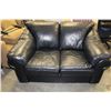 Image 2 : BLACK LEATHER PILLOW BACK SOFA AND LOVESEAT