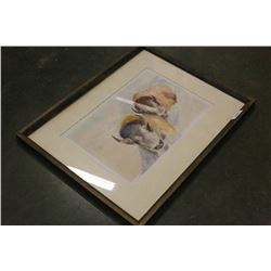 FRAMED WATERCOLOR BUFFALO