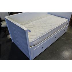 MODERN WHITE SINGLE SIZE BED FRAME AND SERTA MATTRESS