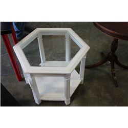 WHITE PAINTED GLASSTOP TABLE