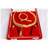 Image 1 : RED CASE WITH GOLD TONE AND RED STONE NECKLACE SET