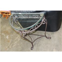 IRON GLASS TOP D-TABLE