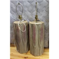 PAIR OF POTTERY TABLE LAMPS