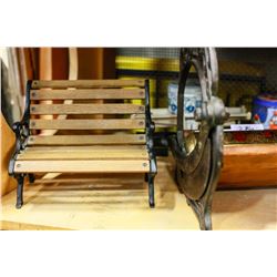 ANTIQUE SLICER FIRE ESTINGUISHER SCALE AND SMALL BENCH
