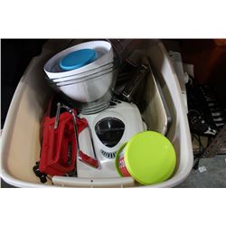 LARGE TOTE OF KITCHEN AND SEWING MACHINE