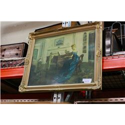 GILT FRAMED LADY AT PIANO PICTURE